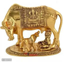 AM0714 Cow Calf Designer Brass Status  WITH LADDU GOPAL Brass  (Gold) PLATED