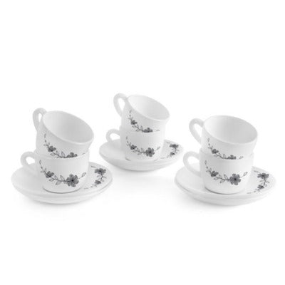 AM2519 Cello Opalware Queen Cup & Saucer 130ml Set Of 12 Pieces