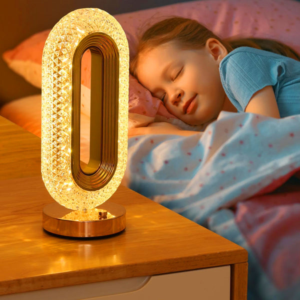 AM5944 Crystal Rounded Pill LED Table Lamp with USB Cable - Sensor 3 Color Modes