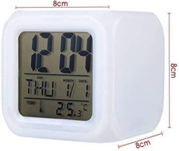 3166 7 Colour Changing LED Digital Alarm Clock Table Watch with Date Time Temperature for Office Bedroom Multicolor -Plastic