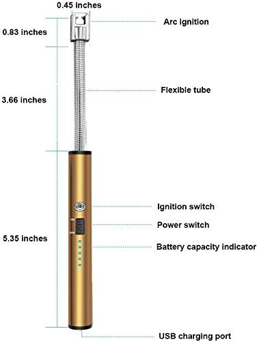 3258  Candle Lighter, Usb Rechargeable Lighter, Electric Arc Lighter Long Flexible Flameless For Candles, Camping, Grill, Stove, Bbq,Multicolor