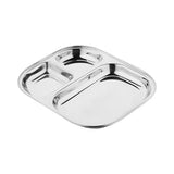 AM3334 Pav Bhaji Stainless Steel Plates (23cm X 19.2cm) with 3 Compartments