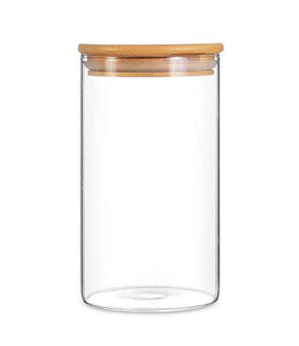 AM3731 Botanica Glass 1400ml Storage Jar with Air Tight Bamboo Lid - 1 Pcs