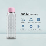 3425 Round Bottle 500 ml small BPA Free Clear Plastic Water Bottle for Home, Fridge, Office, Gym, Yoga, School, Travel (Transparent & Blue Cap)