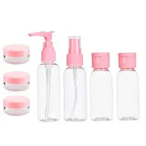 3075 7Pcs Travel Cosmetics Bottles Kit Set for Shampoo, Cosmetics & Other Essentials - with Pouch