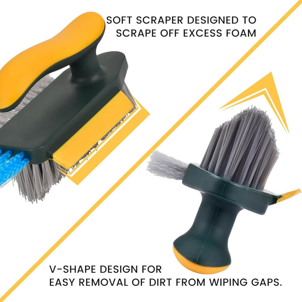 3093 4 in 1 with Squeegee, Bathroom Cleaning Brushes, V-Shape Gap Scrub Brush