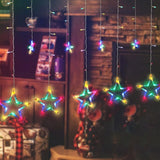 3386 12 Stars LED Curtain String Lights with 8 Flashing Modes (Multicolor)