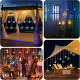 3386 12 Stars LED Curtain String Lights with 8 Flashing Modes (Multicolor)