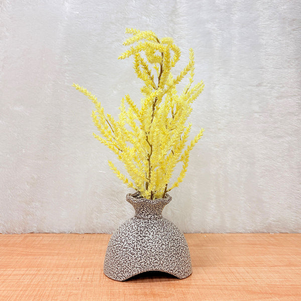 TM0034 Set of 1 Decorative Dried & Faux Grass Flower Arrangement in Speckled Vases