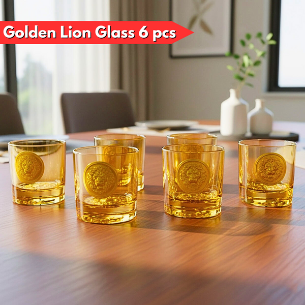 AM6274 Golden Lion Glass 6 pcs (Each 360ml) - Premium Luxury Drinkware