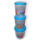 3714 Round Container Set Flower Print ( 5kg, 7kg, 10kg