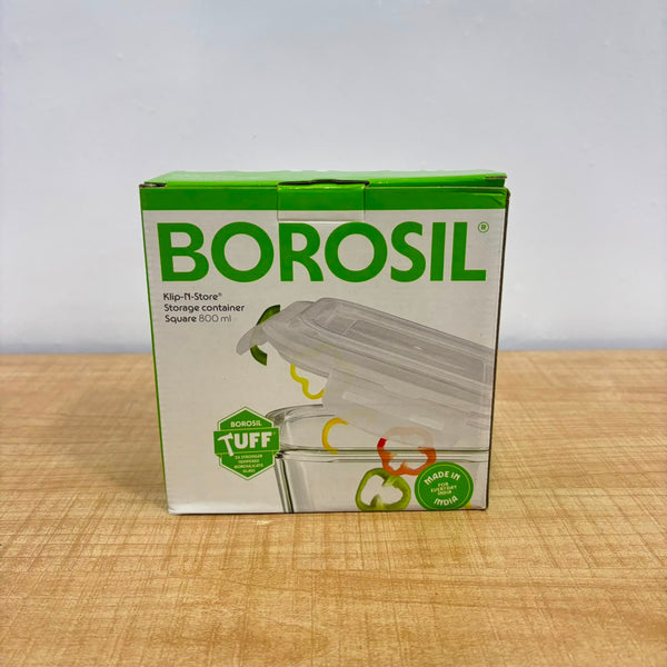 AM6194 Borosil Klip N Store Square Glass Container - 800 ml with Air Tight Lid