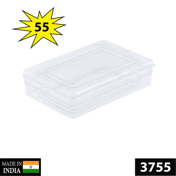 3755 Plastic Rectangular Container Box Set with Lid for Storage of Multipurpose Things Like Jewellery, Medicine, Spices (Clear, 180x120x50 mm)