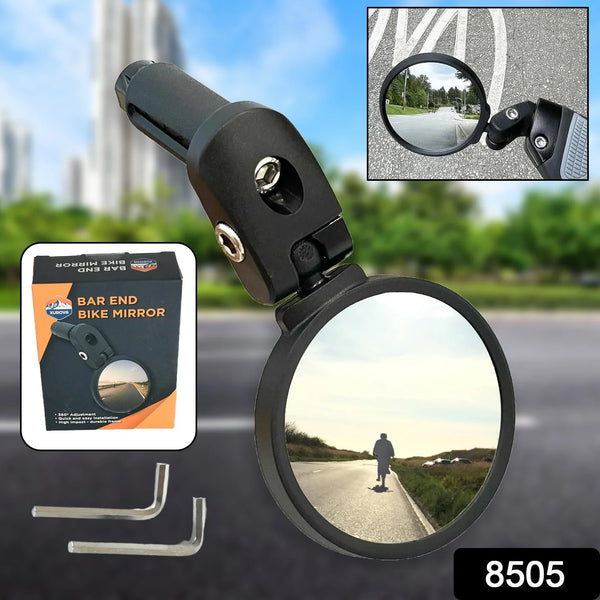 8505 CAR END BIKE MIRROR, SAFE REARVIEW MIRROR 360° ROTATABLE & FOLDABLE SAFETY BICYCLE REAR VIEW MIRROR, MIRROR DURABLE BIKE MIRROR (1 PC)