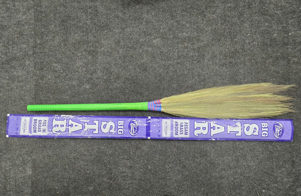 AM7057 Big Star Premium Assam Grass 3D Broom with Long Plastic Handle