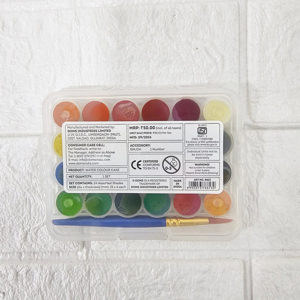 AM6091 Doms Aqua 24 Shades Water Color Cakes Box With Brush