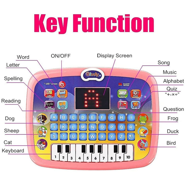 AM0873 Educational Learning Kids Laptop Tablet Computer Plus Piano with led Screen Music Fun Toy Activities for Kids Toddlers