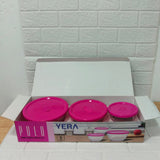Di0199 YERA Polo Glass Bowl Set with Lids  - 3-Piece (435ml, 1000ml, 1580ml)