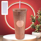 14083 Studded Cup Tumbler Straw Lid - Plastic Double Walled Cold Cup for iced Coffee