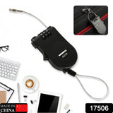 17506 MULTIFUNCTIONAL CABLE LOCK WITH NUMBER CODE FOR TRAVEL | WIRE BLACK SHELL COMBINATION PASSWORD. (1 PC)