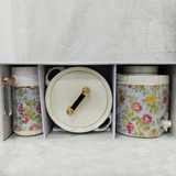 Di0377 Sukhoi Flora Print 3-Piece Insulated Kitchenware Gift Set — Water Jug, Hot Pot & Flask