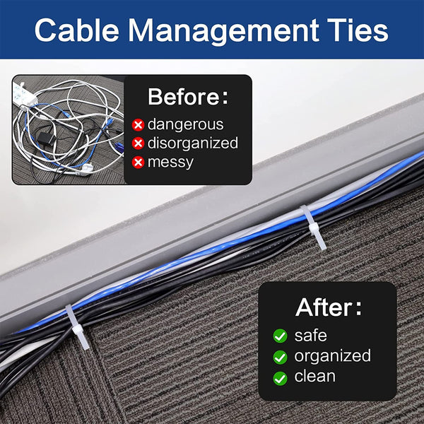 AM5893 White Self locking Nylon Cable Tie - 6 Inch (Pack of 100pcs)