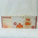 AM6182 Borosil Klip n Store Round Glass Container Set of 3pc (400ml+620ml+950ml)