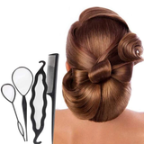 AM6376 Black Set of 4 Unique Hair Styling Tool Kit for Women & Girls