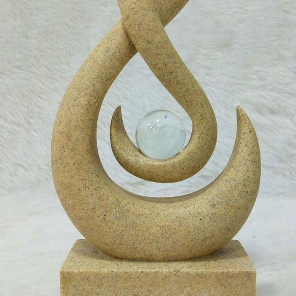 AM6247 Modern Abstract Intertwined Flame Sculpture with Crystal Ball
