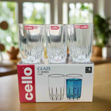 AM5692	Cello Glaze juice tumbler  260ml - 6pcs set