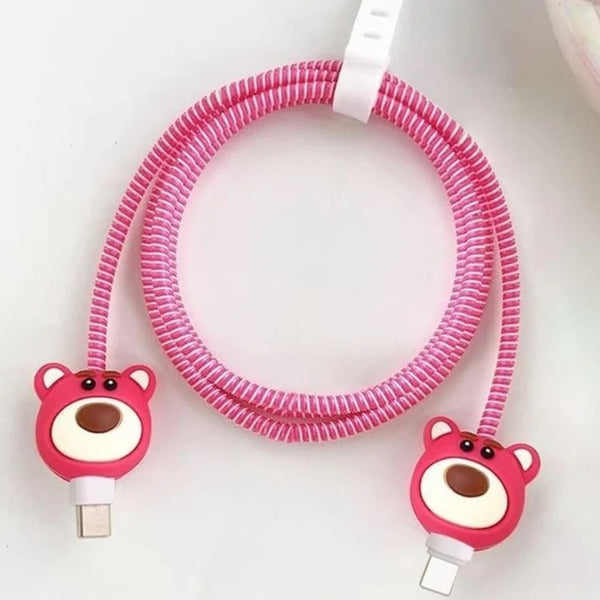 AM3665 4in1 Spiral Cable Protector case with Cute Cartoon