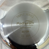 AM2956 Madhuram Prime Quality Triply Stainless Steel Kadai WithOut Handle (22 cm)