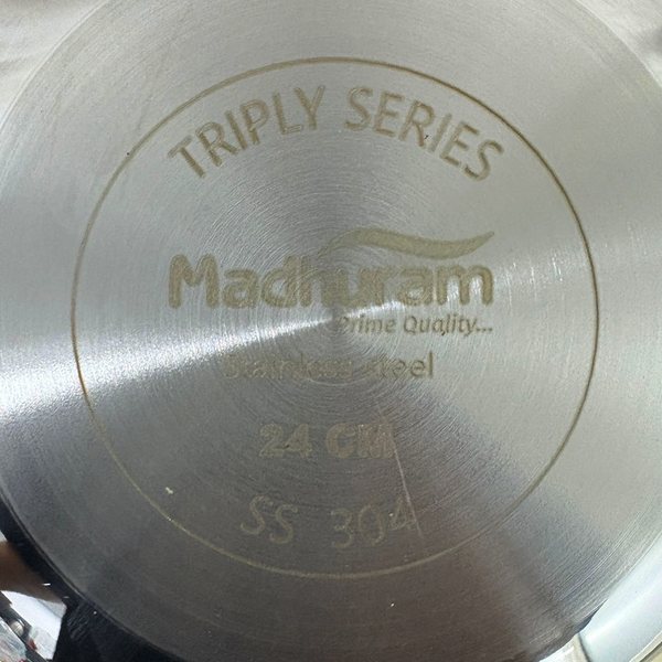 AM2957 Madhuram Prime Quality Triply Stainless Steel Kadai WithOut Handle (24 cm)