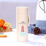 AM5216 Cactus love Print Glass Water Bottle with Foodgrade Silicone Plastic - 450ml - Glass Bottle - Leak Proof - BPA Free For School, College, Travel - Easy to carry - Multicolour - Pack of 1