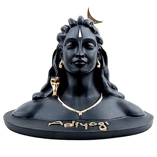 3241 3 inch Height Adiyogi Statue with Rudraksha Mala for Car Accessories for Dash Board, Pooja & Gift, Decor Items for Home & Office