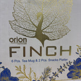A07850 Finch 8 Pcs Printed Ceramic Tea Mug & Snack Platter Set with Gift Box