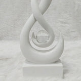 AM6248 White Abstract Flame Sculpture with Clear Crystal Sphere