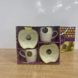A07837 Alto Art & Craft Ceramic Tea & Coffee Cups and Apple-Shaped Dessert Bowls Gift Set (4 Pcs)