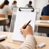 AM6717 Unbreakable Transparent Exam Writing Pad with Metal Clip - 24x35cm