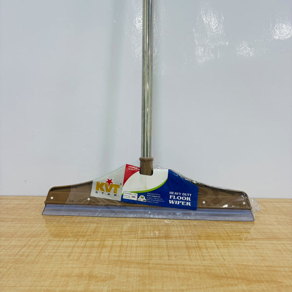 A07976 KVT Star Heavy Duty Silicone Floor Wiper with 3 ft Stainless Steel Handle (16-Inch)