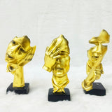 AM6231 Golden Abstract Face Sculptures (No.2) – Set of 3