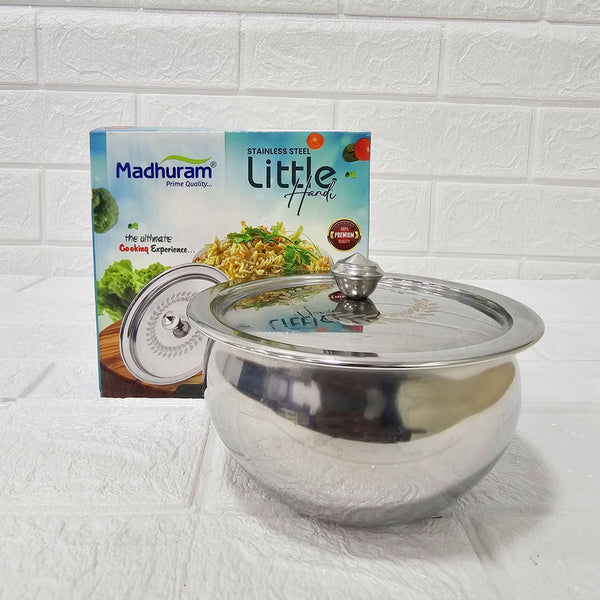 AM6006 Madhuram Stainless Steel Little Handi with Lid – Premium Quality Cookware