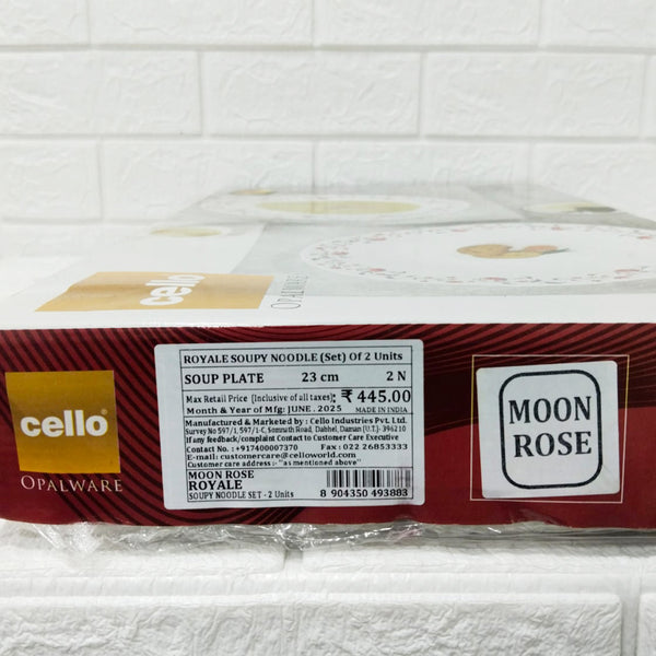 Di0241 Cello Opalware Royale Soupy Noodle Set - 2 Piece Dinnerware with 'Moon Rose' Design
