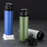 AM6660 Mix-Colour Stainless Steel Water Bottle with Flip Top Leakproof Lid - 900ml for Gym, Office, Travel