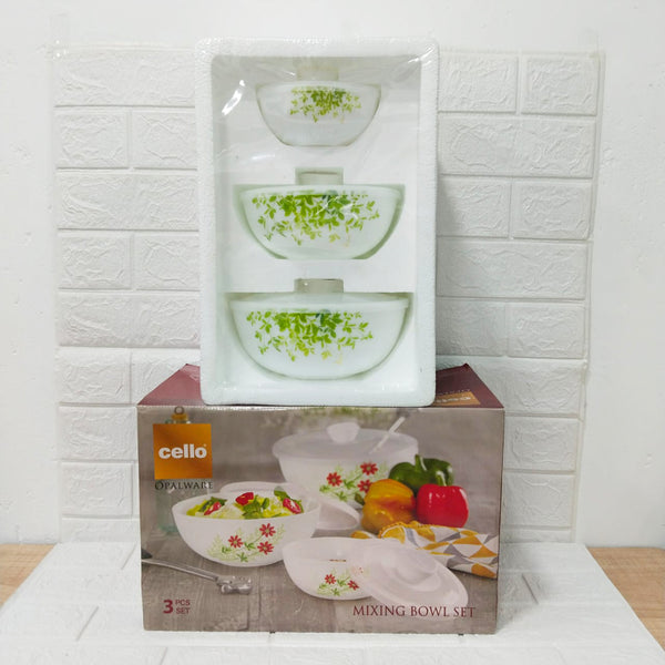 Di0207 Cello Opalware Royal Mixing Bowl with Premium Lid Set of 3pc