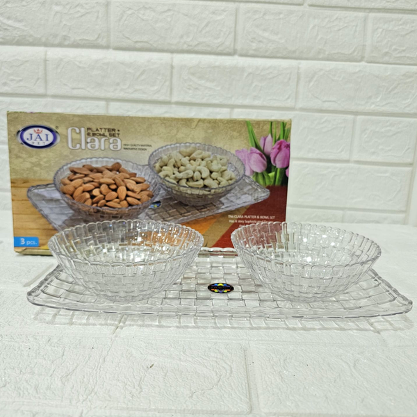 Di0056 Jaipet Clara Platter with Two Matching Bowls Set – Elegant Tray & Side Bowls