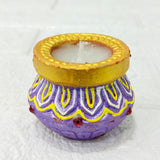Di0384 Handcrafted Diwali Matka Style Wax Diyas – Multidesign Colorful