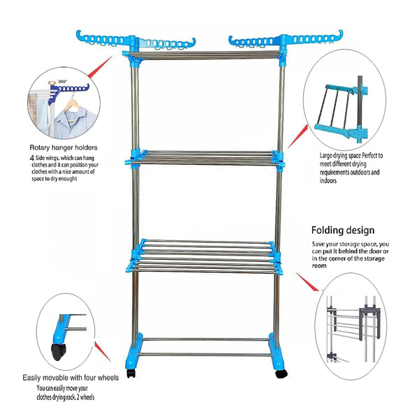 AM5609 NPDP Modular 3 Layer Clothes Stand - Case Steel Dryer Rack for Indoor, Outdoor, Balcony