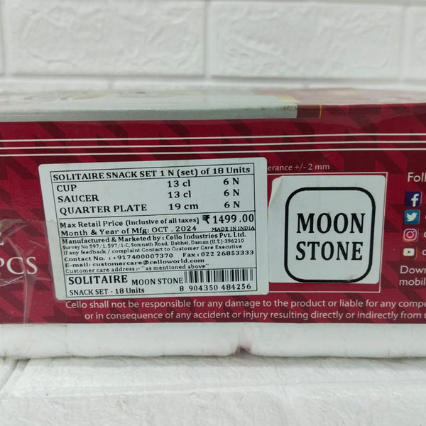 Di0208 Cello Solitaire Moon Stone Designer Crockery Snack Set – 18 Pieces