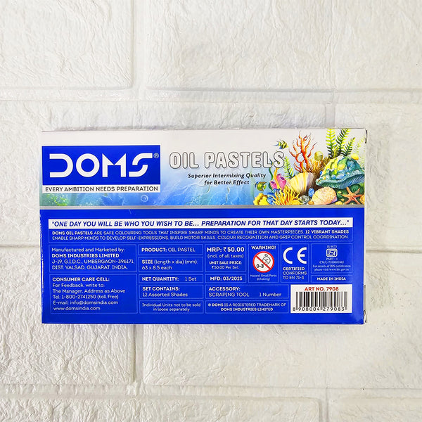 AM6083 DOMS Oil Pastels Super Smooth Colours - 12 Vibrant Shades [Pack of 1]